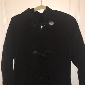 Black Raincoat with a velvet hood interior